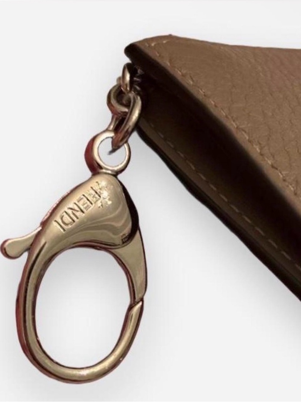 Fendi Calfskin Leather Vitello Cruise Coin Pouch Key Case in Tortora